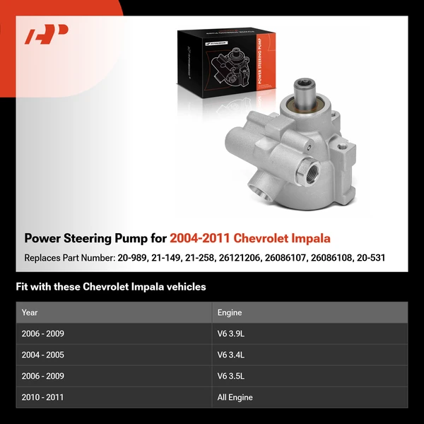 Power Steering Pump for 2004-2011 Chevrolet Impala