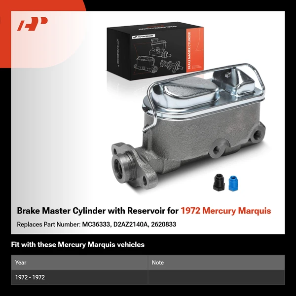 Brake Master Cylinder with Reservoir for 1972 Mercury Marquis