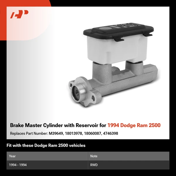 Brake Master Cylinder with Reservoir for 1994 Dodge Ram 2500