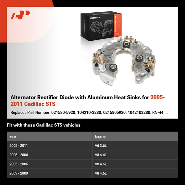 Alternator Rectifier Diode with Aluminum Heat Sinks for 2005-2011 Cadillac STS