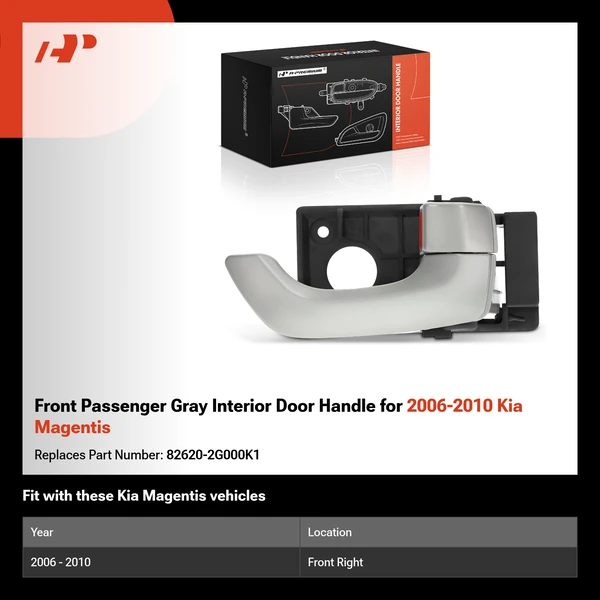 Front Passenger Gray Interior Door Handle for 2006-2010 Kia Magentis