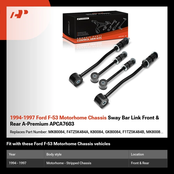 1994-1997 Ford F-53 Motorhome Chassis Sway Bar Link Front & Rear A-Premium APCA7603
