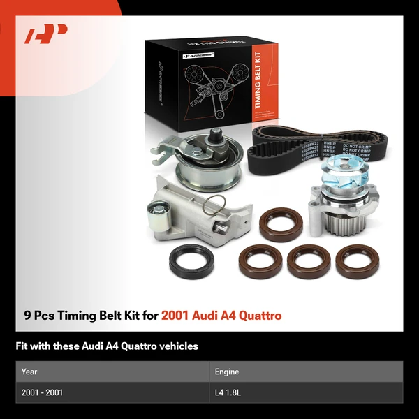 9 Pcs Timing Belt Kit for 2001 Audi A4 Quattro