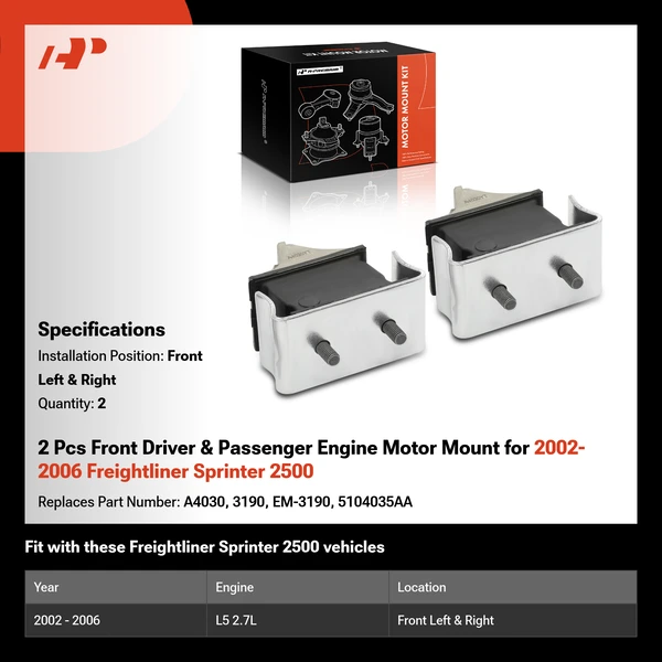 2 Pcs Front Driver & Passenger Engine Motor Mount for 2002-2006 Freightliner Sprinter 2500