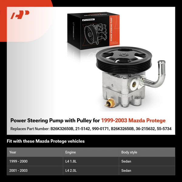 Power Steering Pump with Pulley for 1999-2003 Mazda Protege