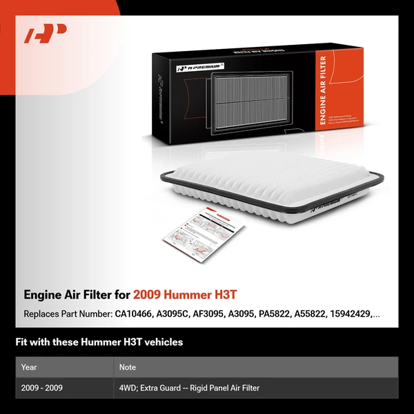 Engine Air Filter for 2009 Hummer H3T