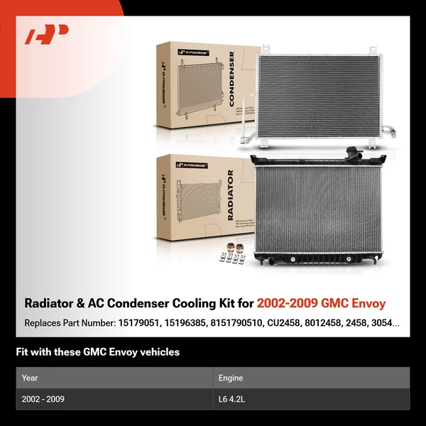 Radiator & AC Condenser Cooling Kit for 2002-2009 GMC Envoy