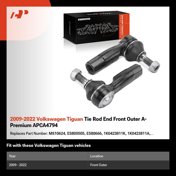 2009-2022 Volkswagen Tiguan Tie Rod End Front Outer A-Premium APCA4794