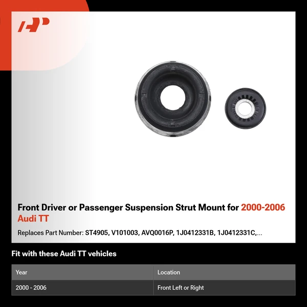 Front Driver or Passenger Suspension Strut Mount for 2000-2006 Audi TT