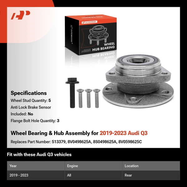 Wheel Bearing & Hub Assembly for 2019-2023 Audi Q3