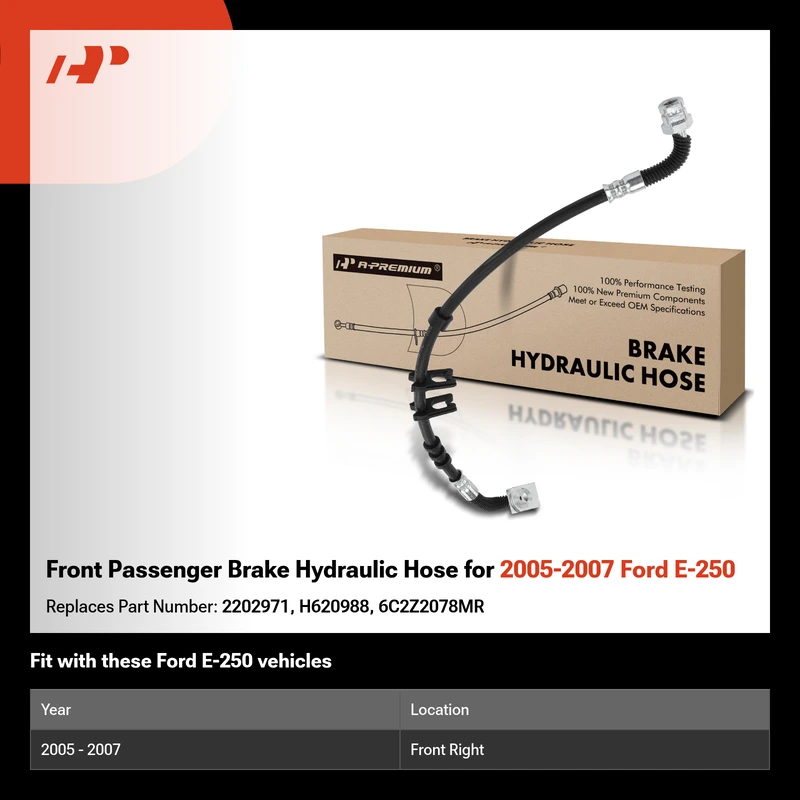 Front Passenger Brake Hydraulic Hose for 2005-2007 Ford E-250