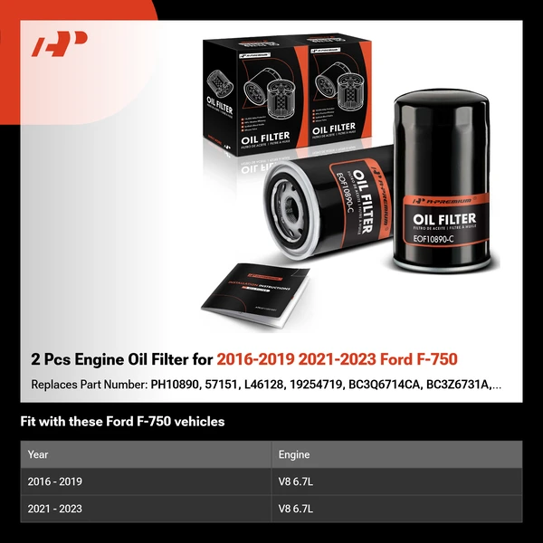 2 Pcs Engine Oil Filter for 2016-2019 2021-2023 Ford F-750