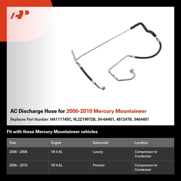 AC Discharge Hose for 2006-2010 Mercury Mountaineer