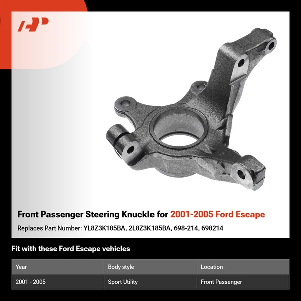 Front Passenger Steering Knuckle for 2001-2005 Ford Escape