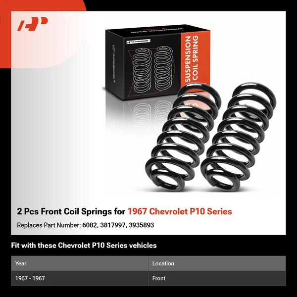 2 Pcs Front Coil Springs for 1967 Chevrolet P10 Series