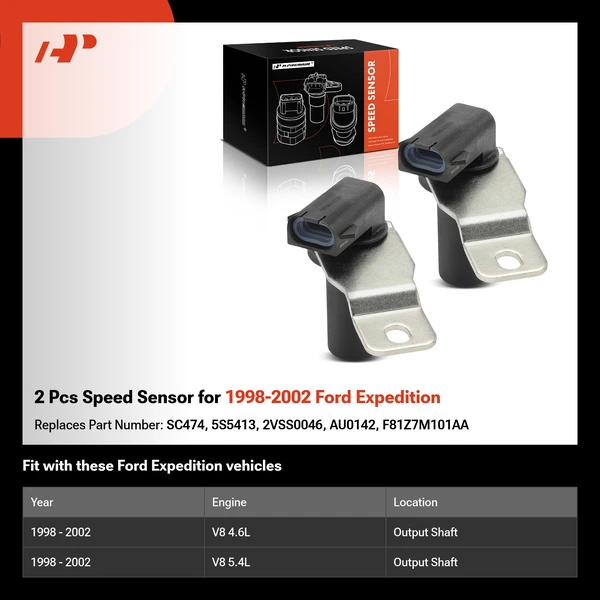 2 Pcs Speed Sensor for 1998-2002 Ford Expedition
