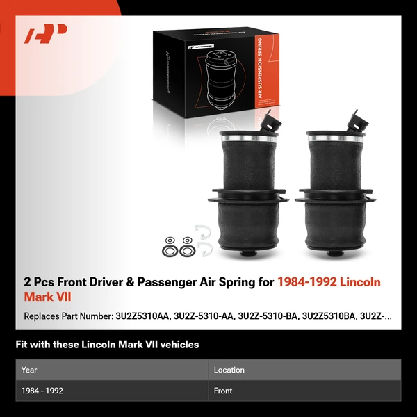 2 Pcs Front Driver & Passenger Air Spring for 1984-1992 Lincoln Mark VII