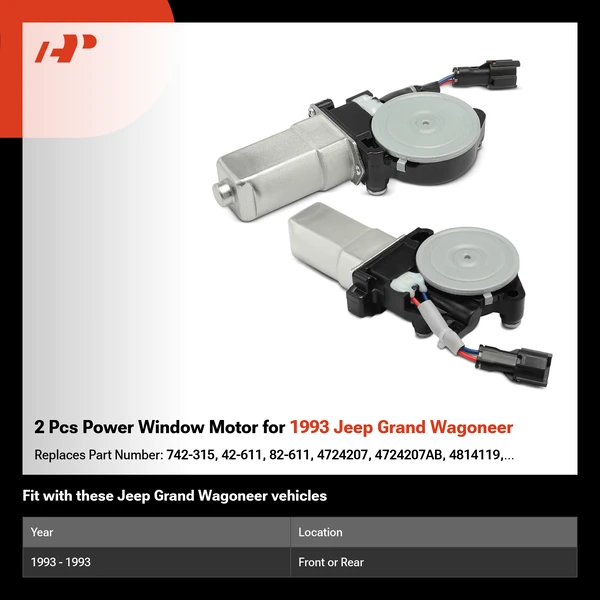 2 Pcs Power Window Motor for 1993 Jeep Grand Wagoneer