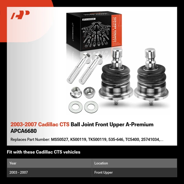 2003-2007 Cadillac CTS Ball Joint Front Upper A-Premium APCA6680