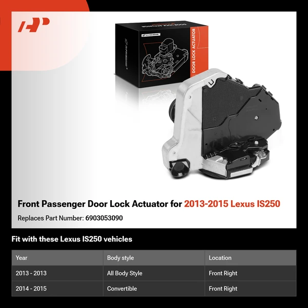 Front Passenger Door Lock Actuator for 2013-2015 Lexus IS250