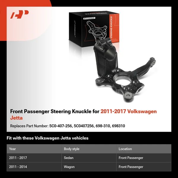 Front Passenger Steering Knuckle for 2011-2017 Volkswagen Jetta