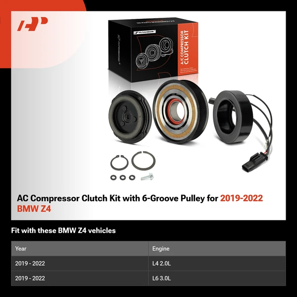AC Compressor Clutch Kit with 6-Groove Pulley for 2019-2022 BMW Z4