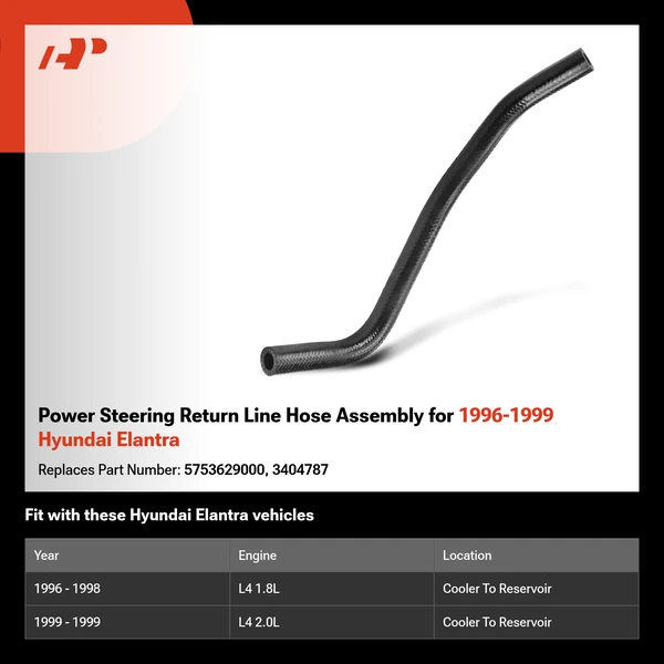 Power Steering Return Line Hose Assembly for 1996-1999 Hyundai Elantra