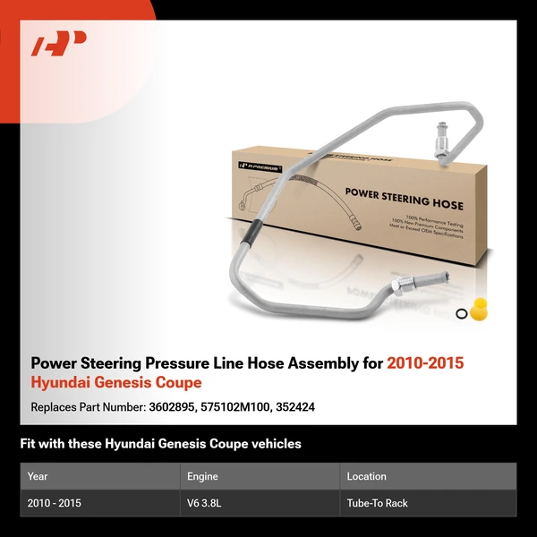 Power Steering Pressure Line Hose Assembly for 2010-2015 Hyundai Genesis Coupe