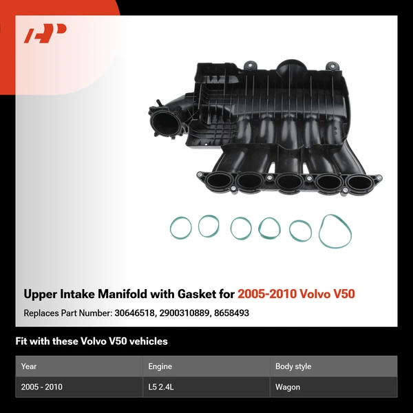Upper Intake Manifold with Gasket for 2005-2010 Volvo V50