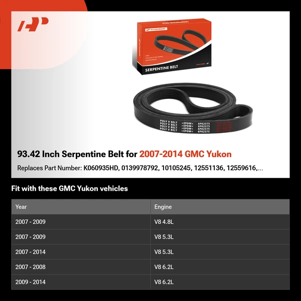 93.42 Inch Serpentine Belt for 2007-2014 GMC Yukon