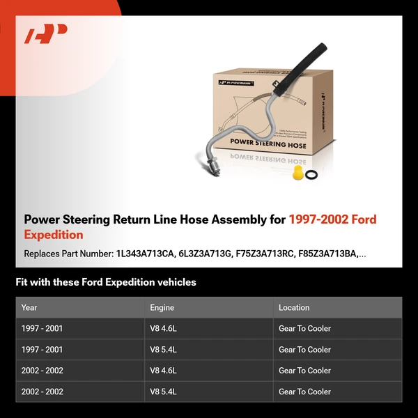 Power Steering Return Line Hose Assembly for 1997-2002 Ford Expedition