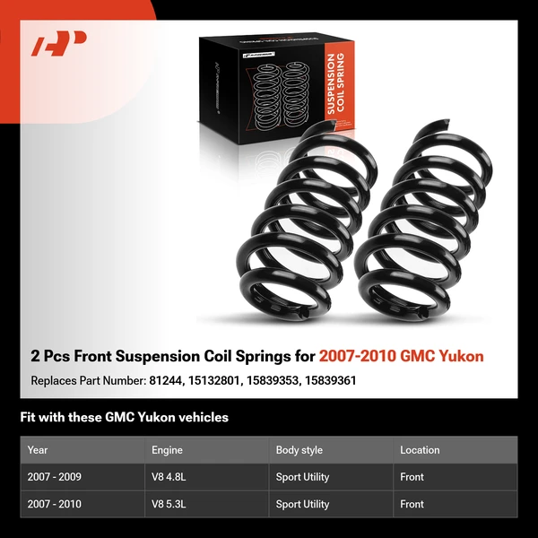 2 Pcs Front Suspension Coil Springs for 2007-2010 GMC Yukon