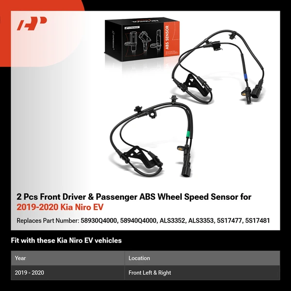 2 Pcs Front Driver & Passenger ABS Wheel Speed Sensor for 2019-2020 Kia Niro EV
