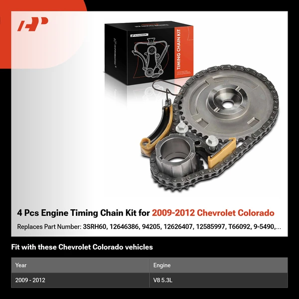 4 Pcs Engine Timing Chain Kit for 2009-2012 Chevrolet Colorado