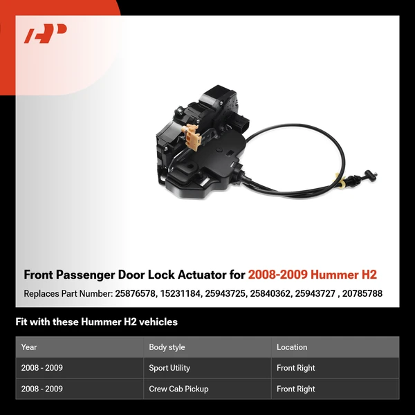 Front Passenger Door Lock Actuator for 2008-2009 Hummer H2