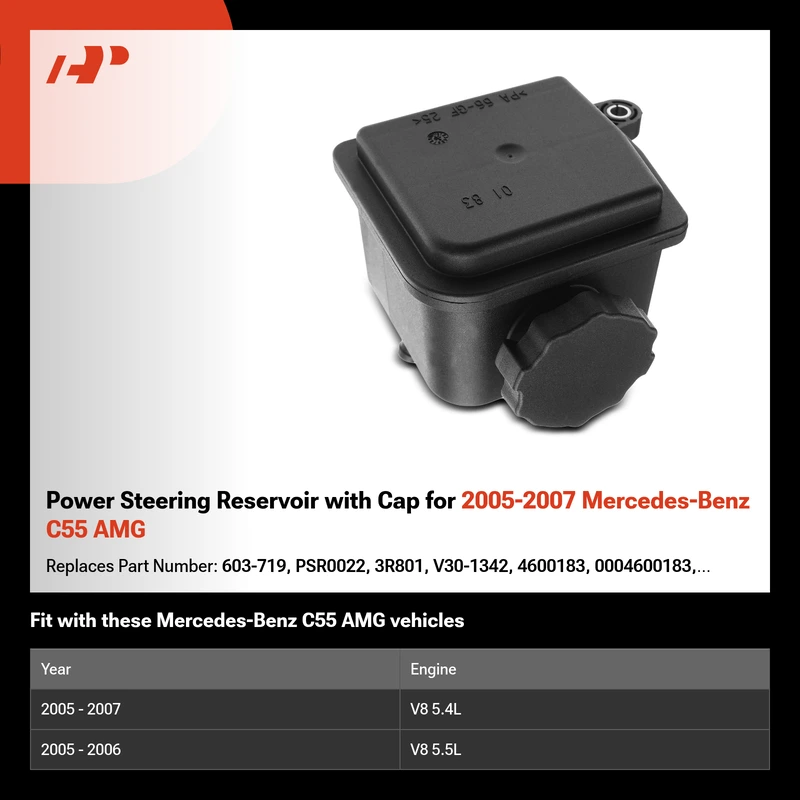 Power Steering Reservoir with Cap for 2005-2007 Mercedes-Benz C55 AMG