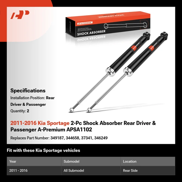2011-2016 Kia Sportage 2-Pc Shock Absorber Rear Driver & Passenger A-Premium APSA1102