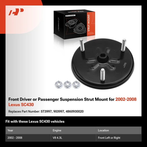 Front Driver or Passenger Suspension Strut Mount for 2002-2008 Lexus SC430