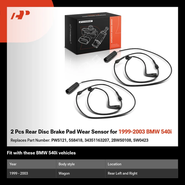 2 Pcs Rear Disc Brake Pad Wear Sensor for 1999-2003 BMW 540i