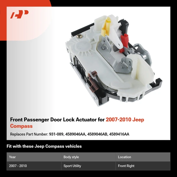 Front Passenger Door Lock Actuator for 2007-2010 Jeep Compass