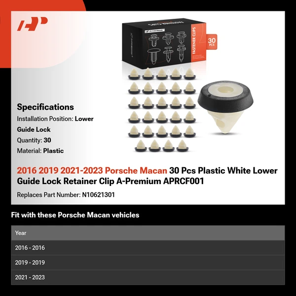 2016 2019 2021-2023 Porsche Macan 30 Pcs Plastic White Lower Guide Lock A-Premium APRCF001
