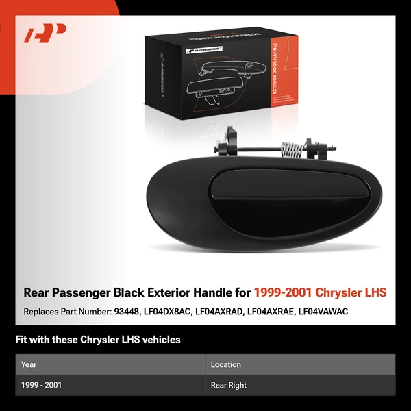 Rear Passenger Black Exterior Handle for 1999-2001 Chrysler LHS