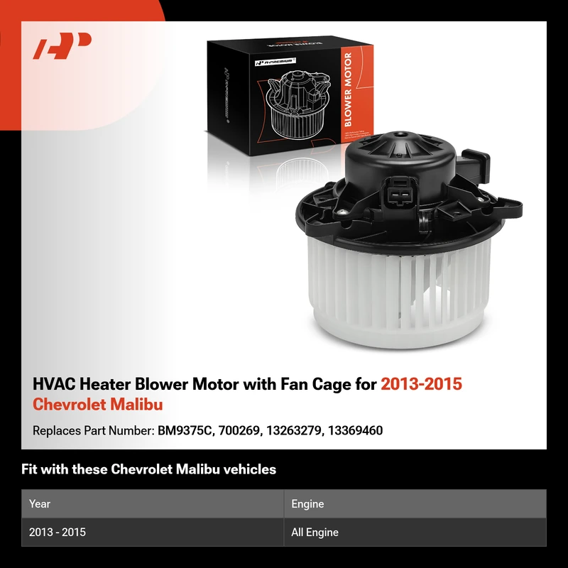 HVAC Heater Blower Motor with Fan Cage for 2013-2015 Chevrolet Malibu
