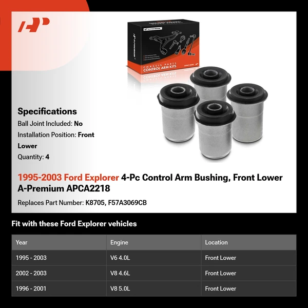 1995-2003 Ford Explorer 4-Pc Control Arm Bushing, Front Lower A-Premium APCA2218
