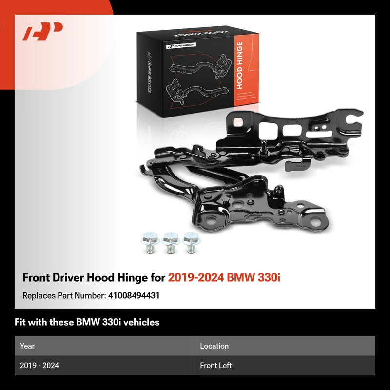 Front Driver Hood Hinge for 2019-2024 BMW 330i