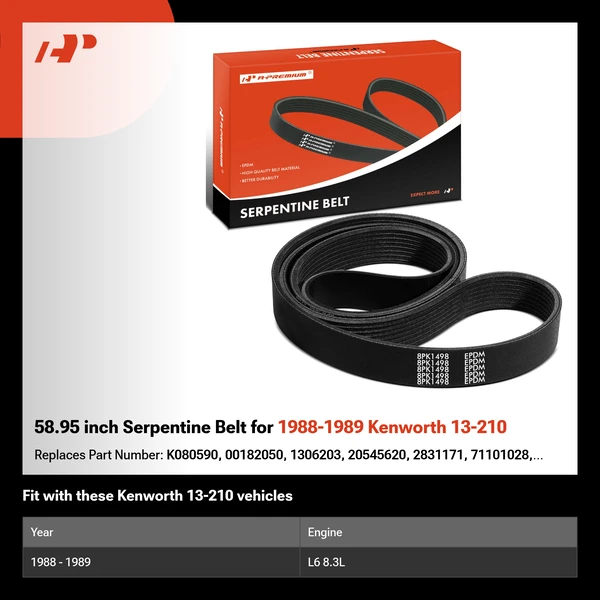58.95 inch Serpentine Belt for 1988-1989 Kenworth 13-210