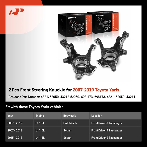 2 Pcs Front Steering Knuckle for 2007-2019 Toyota Yaris