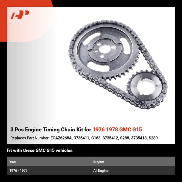 3 Pcs Engine Timing Chain Kit for 1976 1978 GMC G15