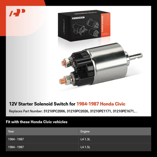 12V Starter Solenoid Switch for 1984-1987 Honda Civic