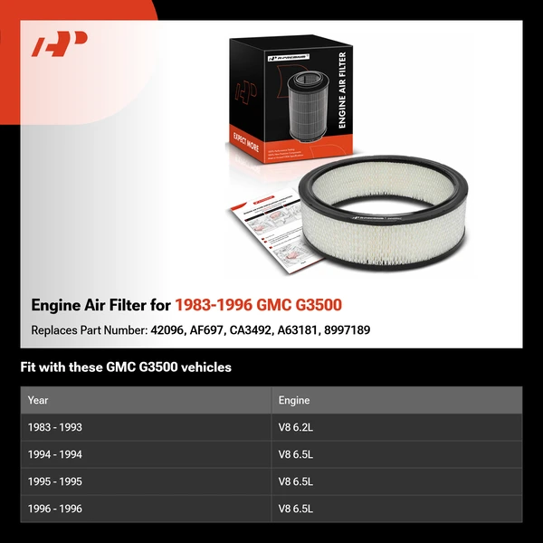 Engine Air Filter for 1983-1996 GMC G3500